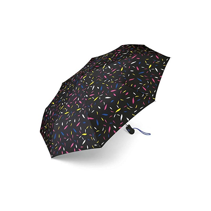 Esprit Easymatic Light Little Leaves Pocket Umbrella, black