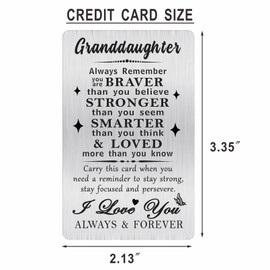 Alotozo Granddaughter Gifts from Grandparents - Granddaughter Valentines Day Gifts - Cheer Up Granddaughter Card - Granddaughter Metal Wallet Cards