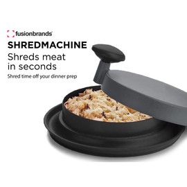 FusionBrands ShredMachine-The Quick, Easy to Use Alternative to Bear Claws Meat Shredder for Pulled Pork, Beef and Chicken and More-BPA Free Hand Shredder with Easy to Grip Handles, Non-Skid Base,Grey