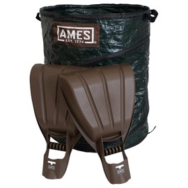 AMES Leaf Scoops Hand Rake Set with Collapsible Pop-Up Garden Waste Bag for Collecting Leaves, Mulch and Debris
