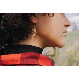 Nefertiti Earrings Gold Plated Pewter - 24K Gold Plated Pewter - Dangle Earrings - Stainless Steel Hooks - 15mm x 8mm - 3D Nefertiti Charm Earrings - Birthday Gift