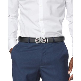 Oyifan Black Belt Men, Men's Leather Ratchet Comfort Click Belt Dress with Slide Buckle -Adjustable Trim to Fit…