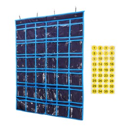 sourcing map Classroom Pocket Chart for Cell Phone, 36-Pocket Phone Calculator Holder Organizer Door Wall Hanging, Navy Blue