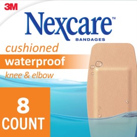 Nexcare Waterproof Cushioned Bandages, Knee & Elbow, 2 x 4 in, 8 Count