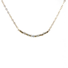 Custom LABRADORITE Small Bar Morse Code Necklace in Gold, Silver, and Rose Gold