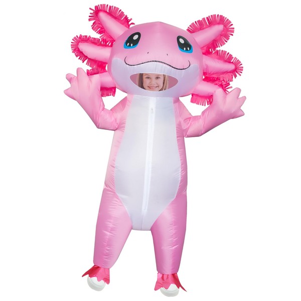Stegosaurus Inflatable Axolotl Costume for Kids Halloween Kid Blow Up Costume Deluxe Pink Costumes for Girls Boys Cosplay Party