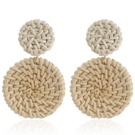 fdsmall Boho Drop Dangle Earrings Vintage Ethnic Style Hollow Woven Geometric Earrings Fashion Round Earrings Bohemian Statement Hanging Earring for Women and Girls (05)