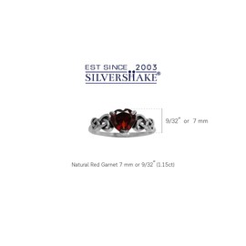 Silvershake 1.15ct. Natural Heart Shape Garnet 925 Sterling Silver Celtic Knot Ring Size 10