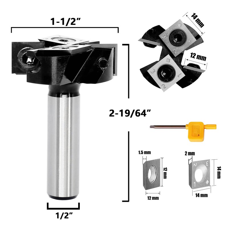 Akylin CNC Spoilboard Surfacing Router Bits, 1/2 Inch Shank Slab