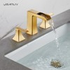 Brushed Gold Waterfall Bathroom Faucet, Sanliv 2-Handle Widespread Bathroom Faucet