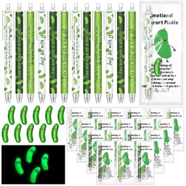 Sayglossy 36 Set Emotional Support Pickle Gift, Include Ballpoint Pens, Mini Resin Pickle, Inspirational Cards, Funny Motivational Employee Appreciation Gift for Staff Team Coworkers Office Volunteer