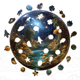 AEEKDOOK Wooden Puzzles for Adults - 200 Pieces Crystal Ball World Puzzle - Unique Shapes Wooden Jigsaw Puzzles for Adults - Eco-Friendly Home Office Decor (M-11.4 * 11.4in)