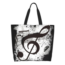 GVGOAGL Musical Music Notes Tote Bag For Women, Large Waterproof Shoulder Bags Big Foldable Reusable Grocery Handbag For Travel Shopping Gym Sport Picnic Work Beach