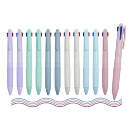 Multicolor Ballpoint Pen, 12 PCS Retractable Ink Pens, 4 in-1 Multi Colour Pen, Aesthetic Colored Pens Fine Point for Nurse Planner Students Gifts, Pastel Gel Pens Smooth Writing