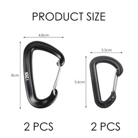 CVFRTT 4 Pieces Of Black D-Shaped Buckles, Carabiner Buckles, Outdoor Camping Buckles, Backpack Buckles, Metal Buckles, Item Fixing Buckles
