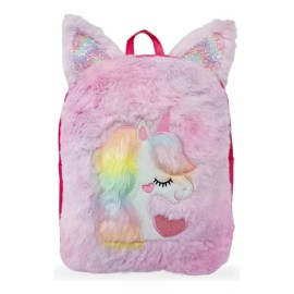 Rm Regalomex Mochila Escolar De Peluche Para Niña, Unicornio, Bolsa Infantil Preescolar Kinder