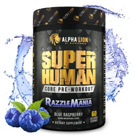 ALPHA LION ALPHA LION Core Pre Workout with Creatine for Performance, Beta Alanine for Muscle, L-Citrulline for Pump & Tri-Source Caffeine for Sustained Energy (60 Servings, Razzle Mania)
