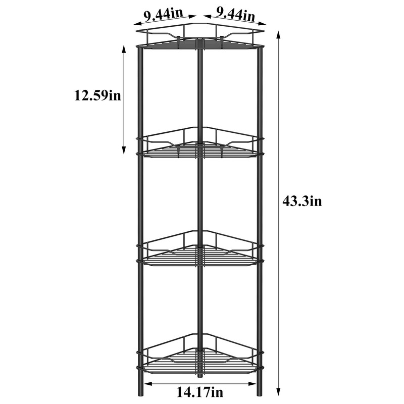 HuggieGems 4 Tier Floor Standing Corner Shower Caddy Organizer Shelf