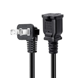 Strhowill Cable de extensión corto en ángulo de 90 grados Nema 1-15P a 1-15R, polarizado US 2 clavijas macho-hembra (codo polarizado)