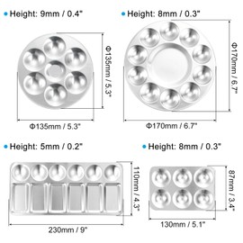 PATIKIL Paint Tray Palette, 4 Pack Washable Paint Palette Aluminum Paint Tray for Watercolor Painting Art Class Craft DIY Project, Silver