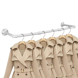 Jeasor Industrial Iron Pipe Clothes Hanging Bar DIY Wall-Mounted Garment Rack Heavy Duty Clothing Rack for Bedroom, Laundry Room, Closet Storage
