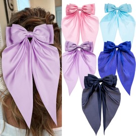 5-Pack Elegant Oversized Hair Bows for Women & Girls – Stylish Bow-Knot Clips with Ribbon Tails, Non-Slip Design for Thick & Thin Hair, Perfect for Everyday Wear & Special Occasions