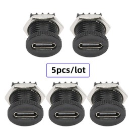 cablecc 5pcs/Set DC Power 5V/20V DIY OEM Type C Female Socket Connector to 6Pin PCBA Pinout PD IP67（Scew Nut Mount Type）