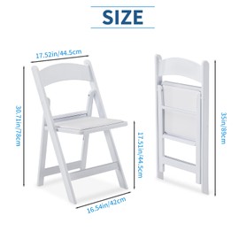 KAIHAOWIN Resin Folding Chairs 4 Pack Foldable Chair with Vinyl Padded Seat Indoor Outdoor for Events Party Wedding-White