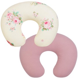 Nursing Pillow Cover, 2 Pack Muslin Nursing Cover for Breastfeeding Pillows, Infant Nursing Pillow Slipcover for Baby Boy Girl Newborn, 100% Cotton Feeding Pillow Covers, Only Cover (Pink Rose)