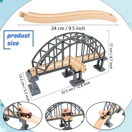 9 Pcs Train Bridge Model Wooden Train Suspension Bridges Tracks Grey Crossing Track Bridge Wooden Train Ascending Descending Tracks for Kids Accessories Scene Layout Props