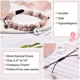 GBTBYS Graduation Gifts, Natural Stone Compass Bracelets, The Adventure Begins Graduate College High School Inspirational Gift for Women