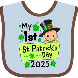 inktastic My First St. Patrick's Day 2025 Baby Bib Blue and Chocolate 44ea5