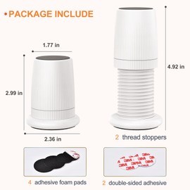 xuenair Headboard Stopper,2 Pack White Adjustable Bed Frame Anti-Shake Tool,2.9-4.9in headboard stoppers for Wall,Bed,Bedside,Table(White 2 Pack)