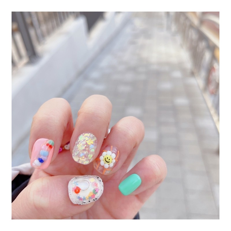 Water ball beads Handmade nail tips - Short nose pin