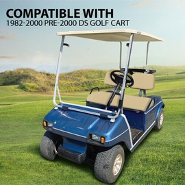 G-PLUS 3PCS Front Seat Covers, Compatible with Club Car DS 1982 1983 1984 1985 1986 1987 1988 1989 1990 1991 1992-2000 Golf Carts Leather (Beige)