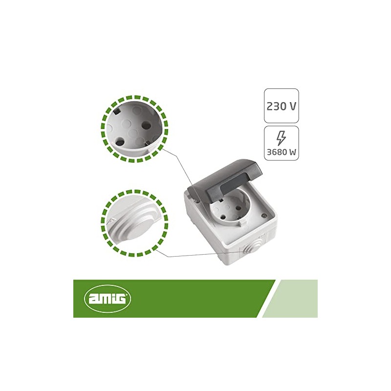 Amig - Waterproof Schuko Base | IP54 Protection Class |