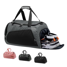 HUA ANGEL Large Sports Bag Men Women with Shoe Compartment and Wet Compartment Shoulder Bag Gym Bag Sports Bags for Travel Training Fitness Swimming Football Sauna Weekend, black