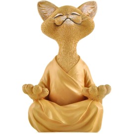 Whimsical Orange Meditating Cat Figurine Statue Yoga Collectible Ships