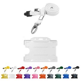 PCL Media ltd White Lanyard with ID Badge Holder Matching Colour - Metal Clip Lanyard with Breakaway Safety Clip & White ID Card Holders All ECO Friendly