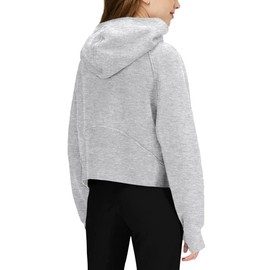 Girls' Hoodies Sweatshirts Half Zipper Pullover Crop Tops for Teen Girls Long Sleeve Sweater Thumb Hole Grey