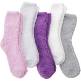 Fuzzy Socks for Women Men Warm Fluffy Winter Cozy Thick Slipper Plush Sleep Comfy Crew Socks Christmas Gifts Stocking Stuffers for Women(Purple/Pink/Grey/White,M)
