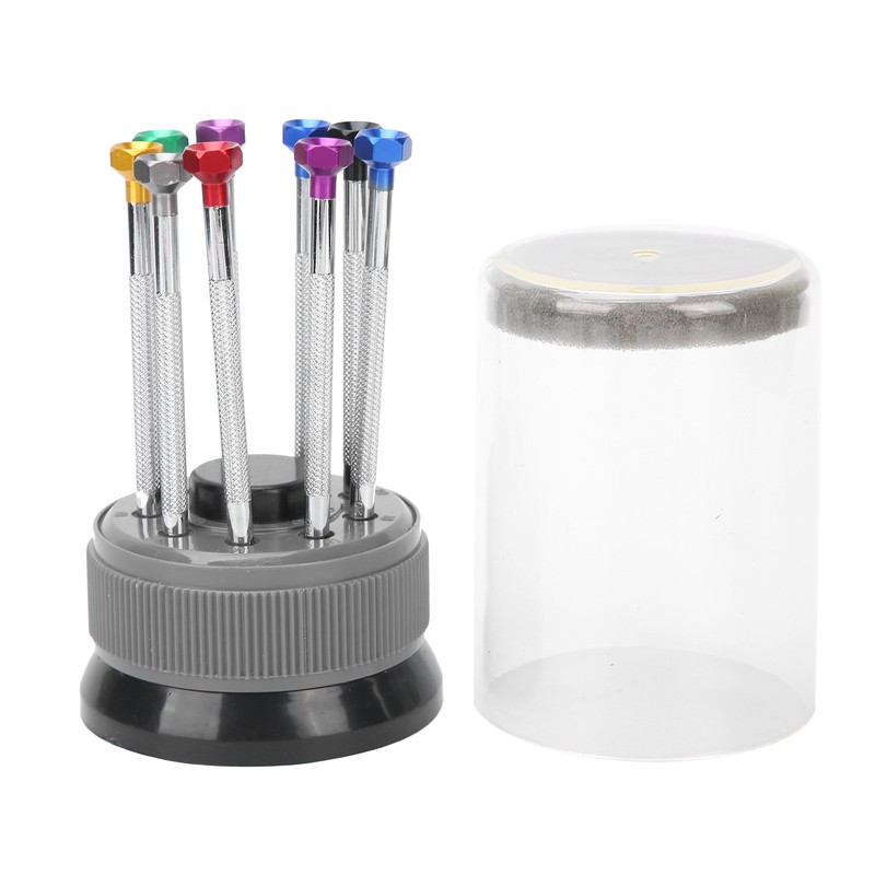9pcs Screwdriver Set Flathead CrossHead Screwdrivers Kit with Rotating Base