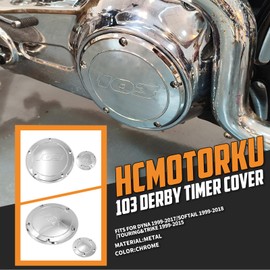 HCmotorku Motorcycle Derby Timer Timing Cover Protector Guard Engine Cover 103 Fit for Harley Twin Cam Dyna Softail Touring Road King Electra Glide 1999-2015 (Chrome-A)