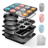 23-Piece Nonstick Bakeware Sets for Home Baking (Black)