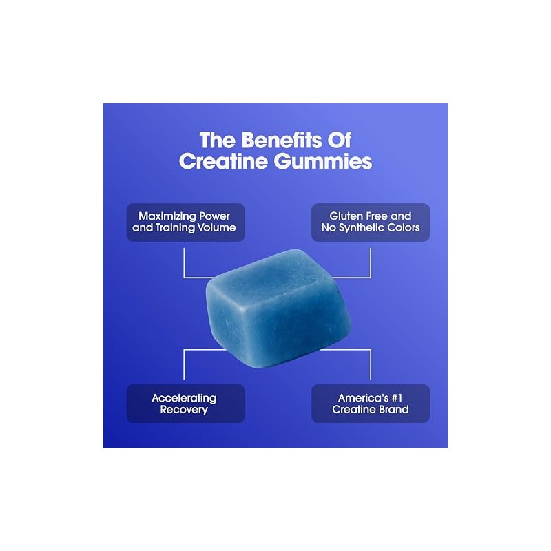 Optimum Nutrition Creatine Monohydrate Gummies, Blue Raspberry Flavor, 105 Count,
