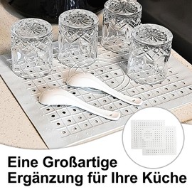 Huamirra Sink Liner, Pack of 2 Rubber Sink Liners, Sink Mat with Drain Hole, Drip Mat, Sink Insert Square, 31 x 26 cm, for Kitchen and Bathroom (Grey)