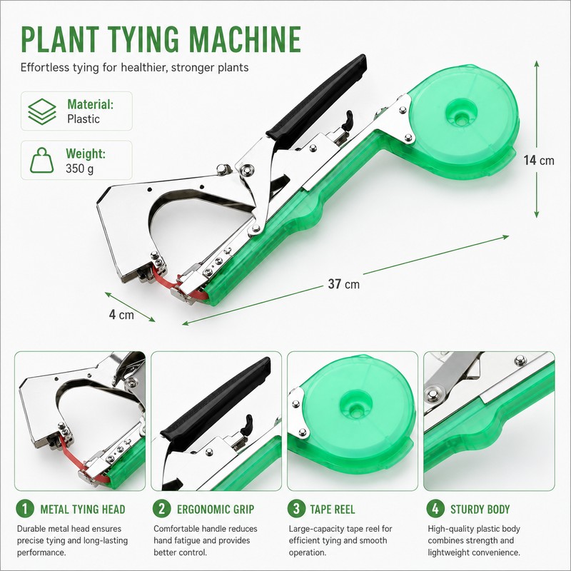 Manual Garden Plant Tying Tool for Vines – One-Handed Tapener