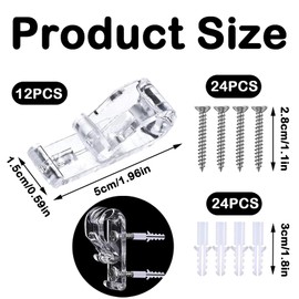 12PCS Blind Cord Safety Device, Clear Roller Blind Clips for Vertical and Roman Roller Curtain Ball Chain Cord Control with Screws, for Blinds