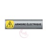 AUA SIGNALETIQUE - Plaque de porte Aluminium brossÃ© imprimÃ© AluSign - 200x50 mm - Double Face adhÃ©sif au dos (Armoire Ã©lectrique)