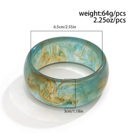 Chunky Punk Colorful Acrylic Bangle Bracelet Statement Wide Wristband Cuff Polygon Vintage Resin Tortoiseshell Bracelets for Women Irregular Acetate Mottled Jewelry Friends Gift -BLue(02)